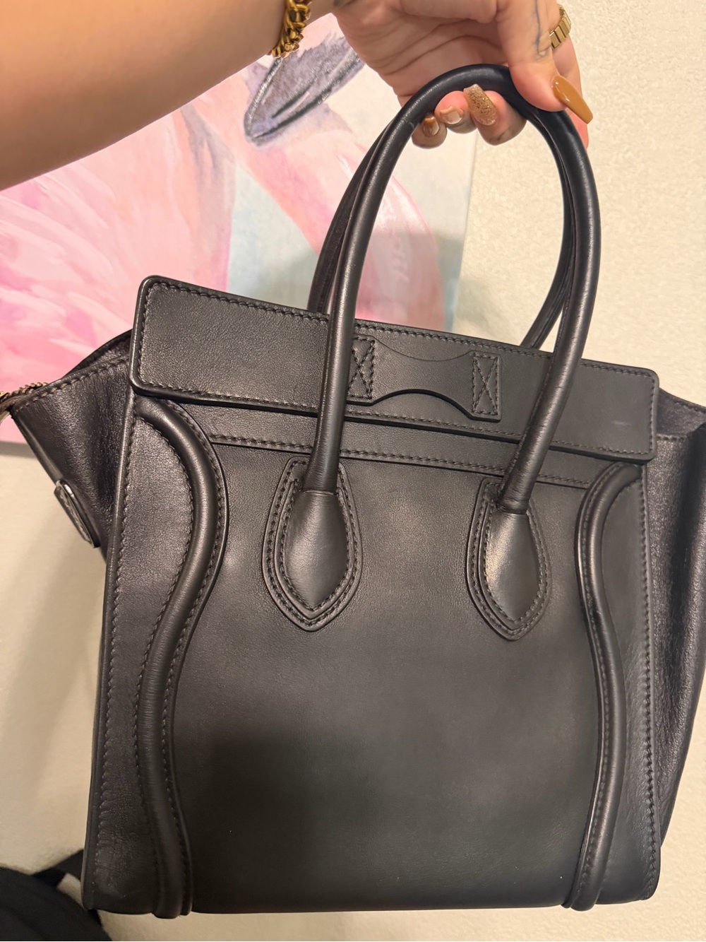 Black Mini Luggage Tote Celine - Sleek Leather Handbag - Picture 5 of 10